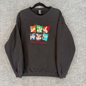 Warner Bros Sweatshirt Mens Medium Black Wile E Coyote Vintage 1996 Looney Tunes